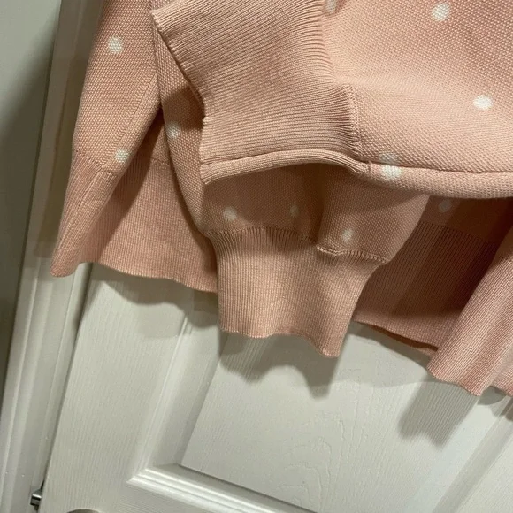NWT Adrianna Papell Size 3X Pink White Polka Dot Knit Puff Sleeve Crew Sweater - Picture 4 of 12